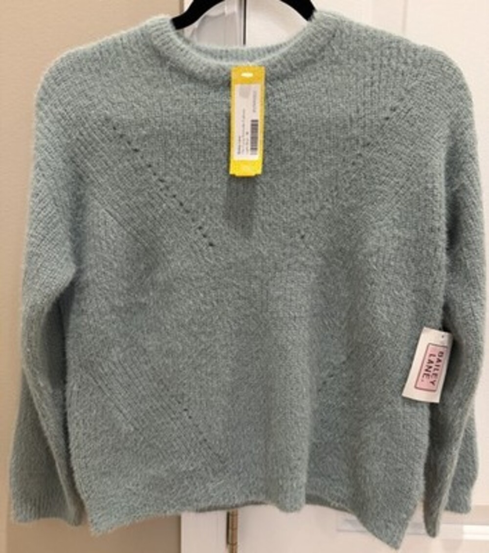 Bailey Lane The Fuzzy Pointelle Pullover Light Blue Kids Size M 8-10 NWT So Soft